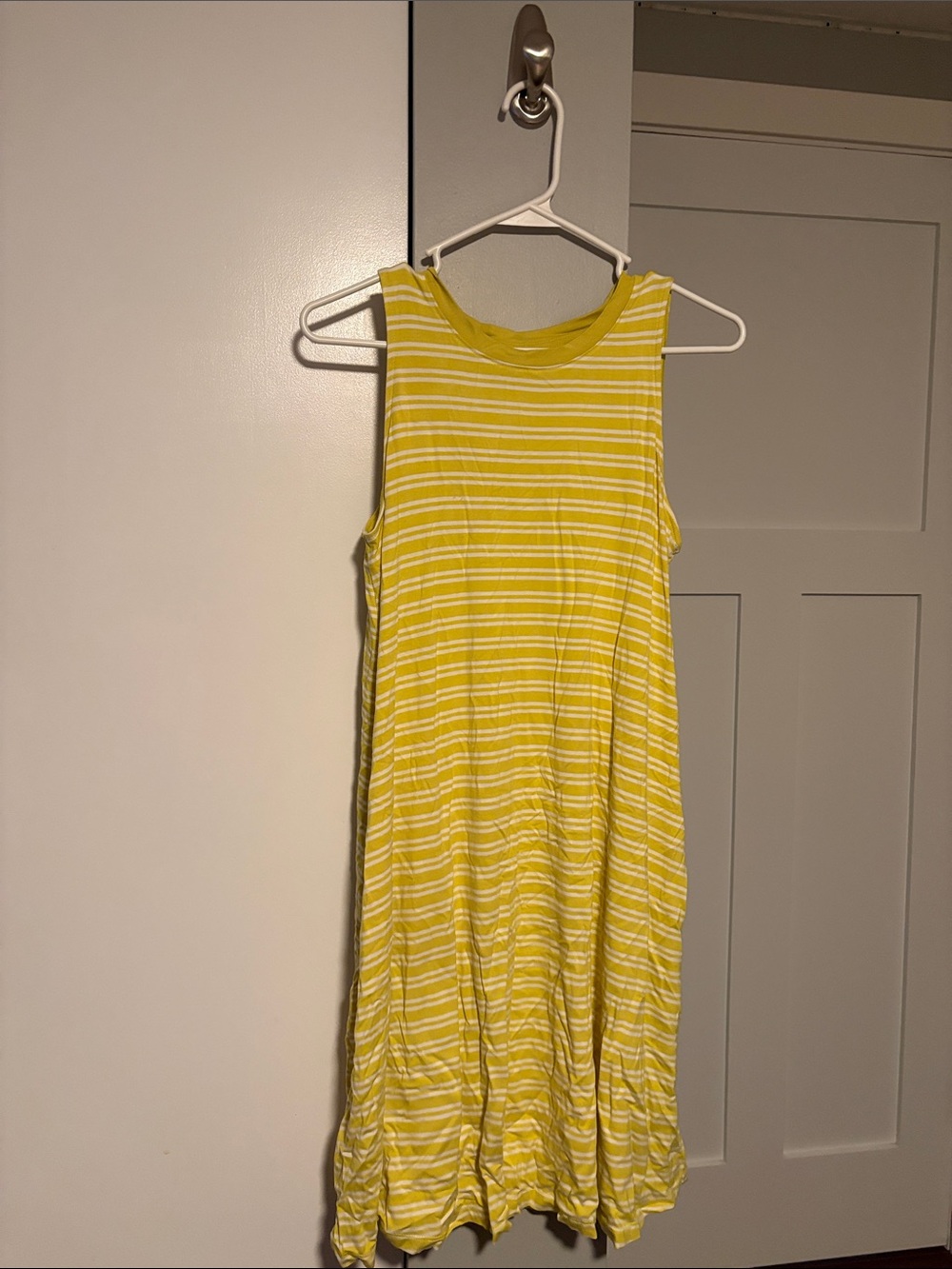 Time and Tru Yellow and White Striped Midi Dress